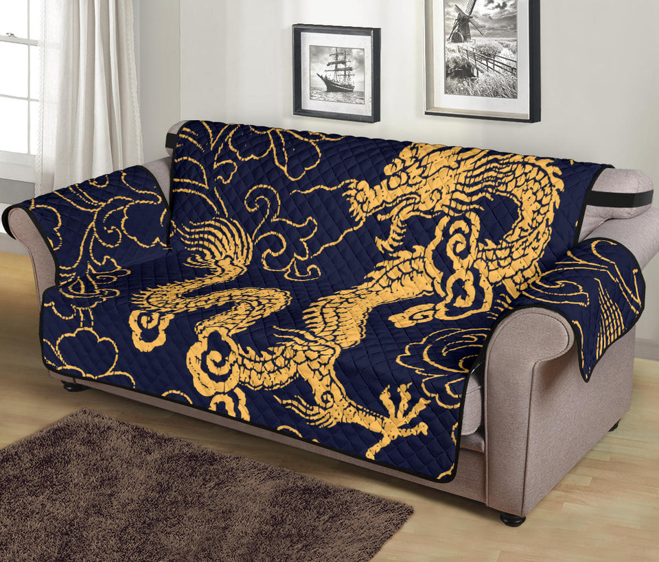 Gold dragon pattern Sofa Cover Protector