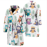 Cute Owl Pattern Men'S Bathrobe