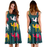 Camel Pattern Sleeveless Midi Dress