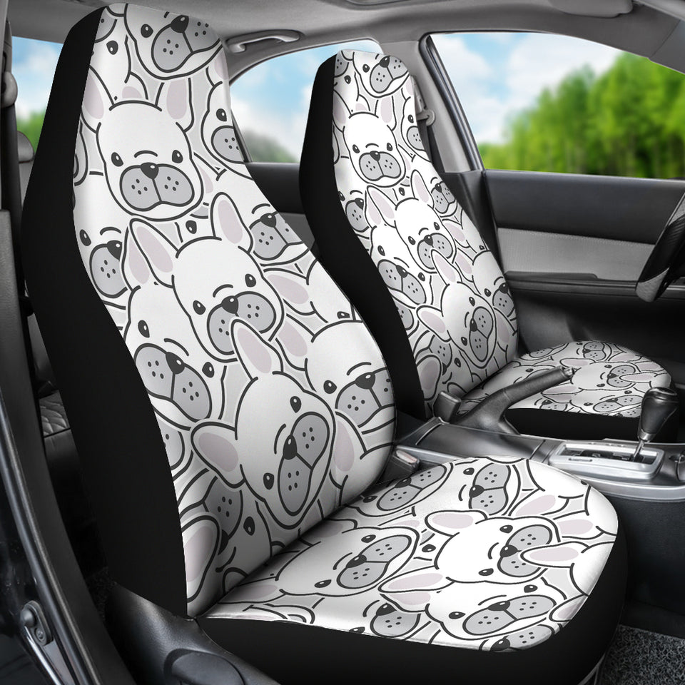 Cute French Bulldog Head Pattern Universal Fit Car Seat Covers