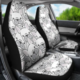 Cute French Bulldog Head Pattern Universal Fit Car Seat Covers