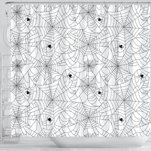 Spider Web Cobweb Pattern White Background Shower Curtain Fulfilled In US