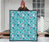 Christmas Cute Siberian Husky Puppie Pattern Premium Quilt