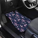 Pink Sakura Cherry Blossom Blue Background Front Car Mats