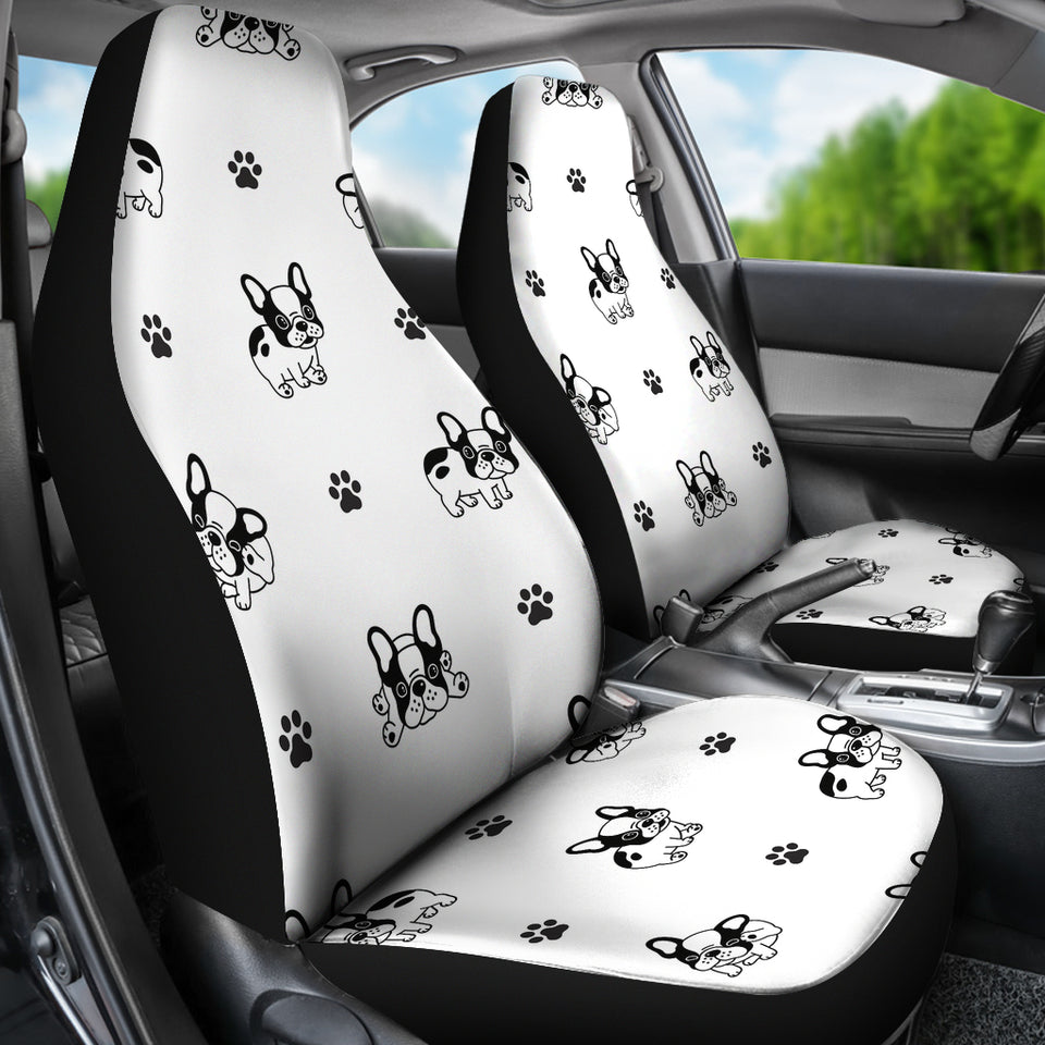 Cute French Bulldog Paw Pattern Universal Fit Car Seat Covers