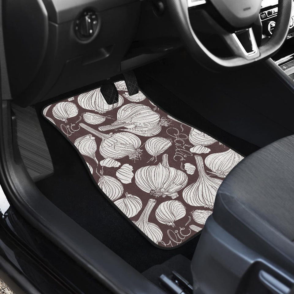 Garlic Bulb Dark Background Front And Back Car Mats