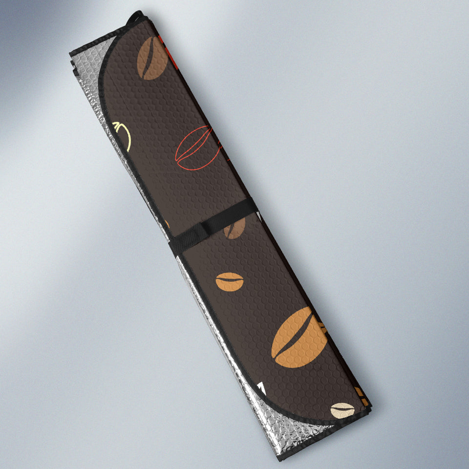 Coffee Bean Leave Pattern Car Sun Shade