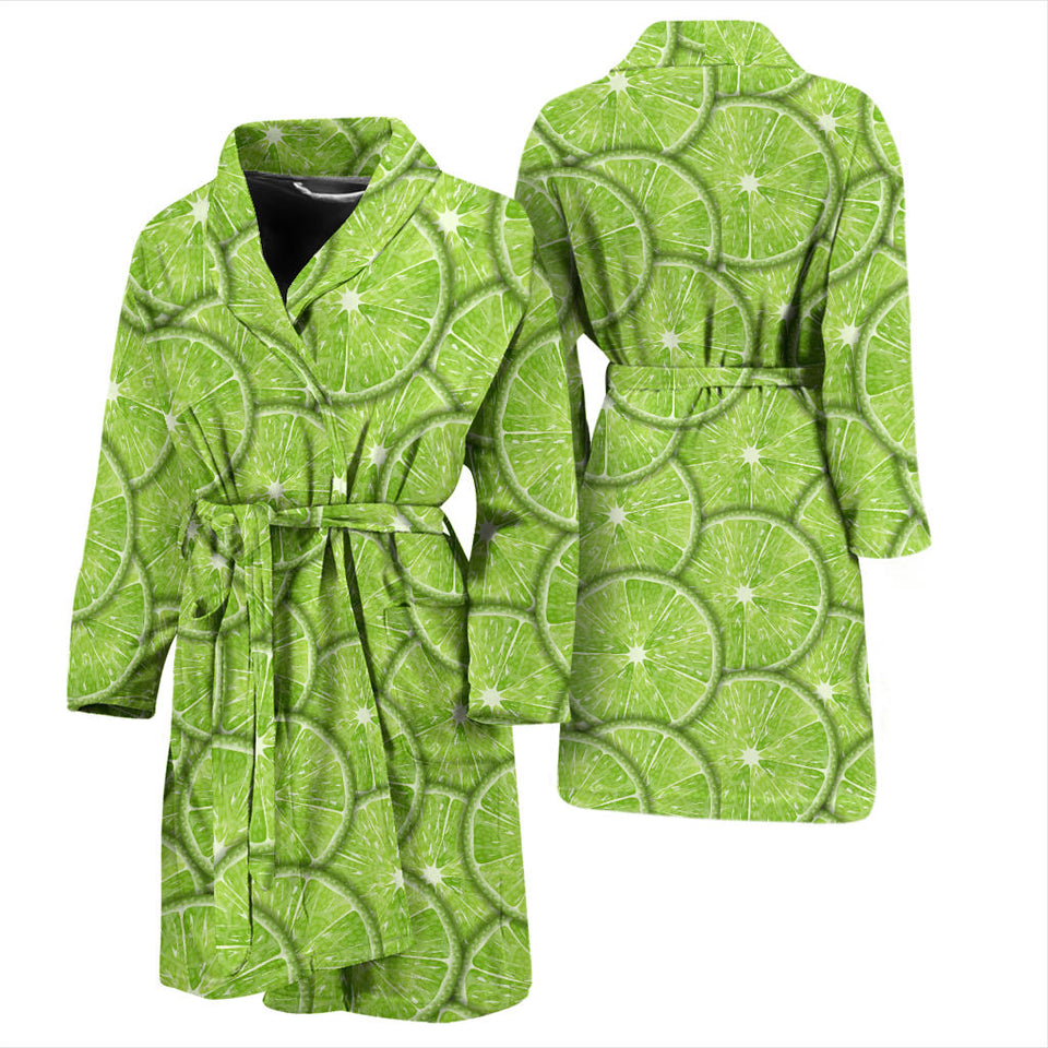 Slices Of Lime Pattern Men'S Bathrobe