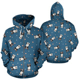 Cute Boston Terrier Dog Spattern Zip Up Hoodie