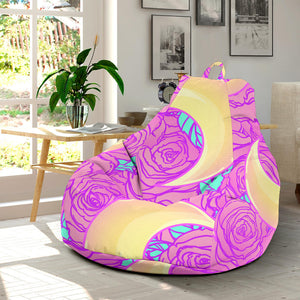 Moon Pink Rose Background Bean Bag Cover