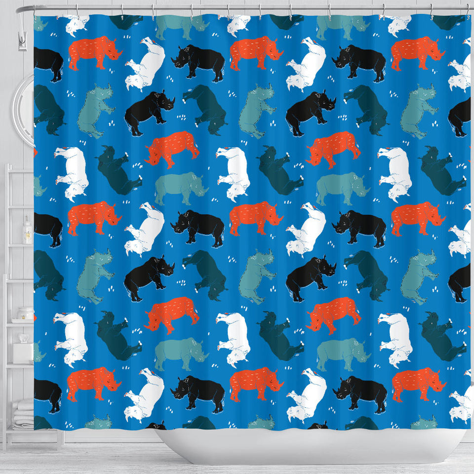 Colorful Rhino Pattern Shower Curtain Fulfilled In US