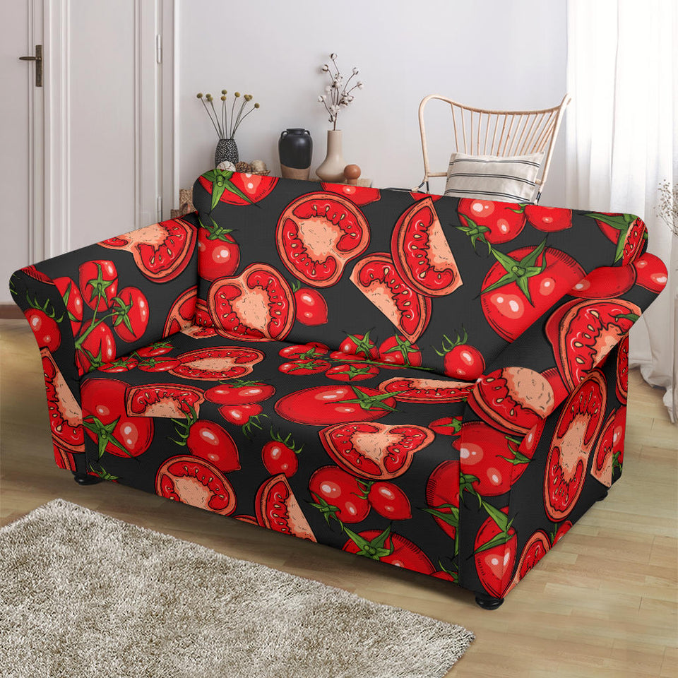 Tomato Black Background Loveseat Couch Slipcover