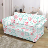 Clock Time Pattern Blackground Loveseat Couch Slipcover