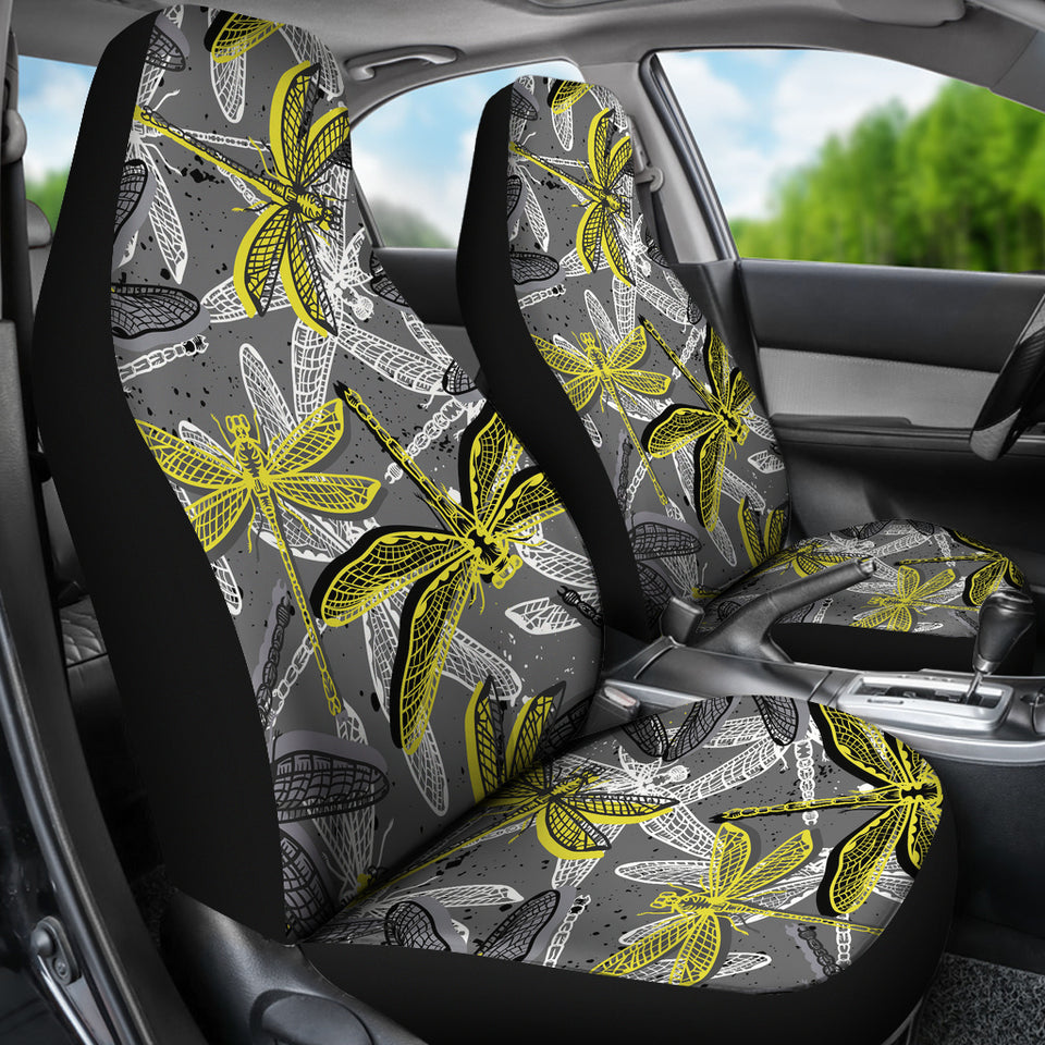 Hand Drawn Dragonfly Pattern Universal Fit Car Seat Covers