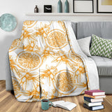 Hand Drawn Orange Fruit Pattern Premium Blanket