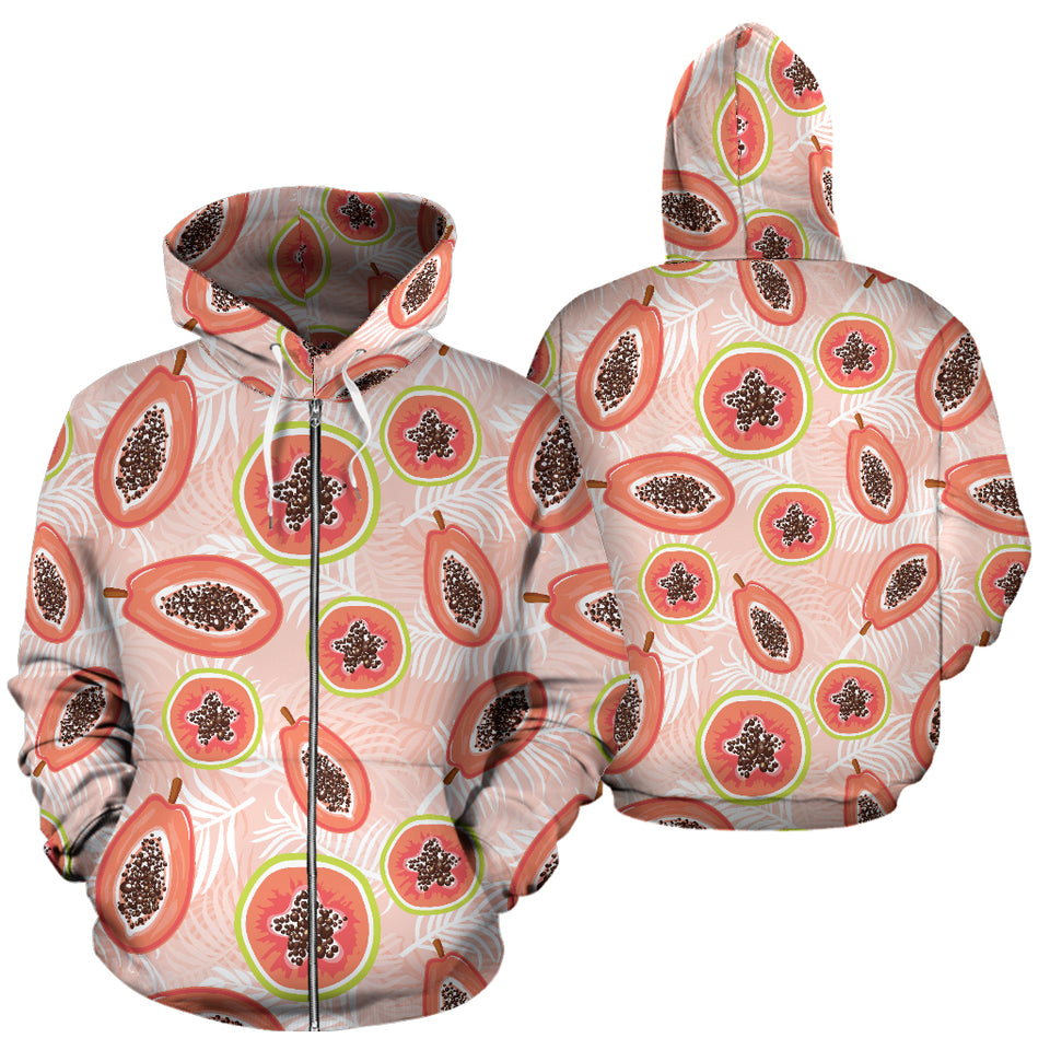 Papaya Leaves Pattern Zip Up Hoodie