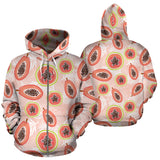 Papaya Leaves Pattern Zip Up Hoodie