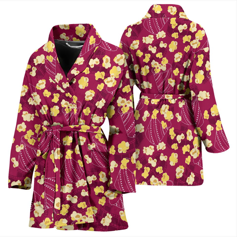 Popcorn Pattern Print Design 02 Women's Bathrobe