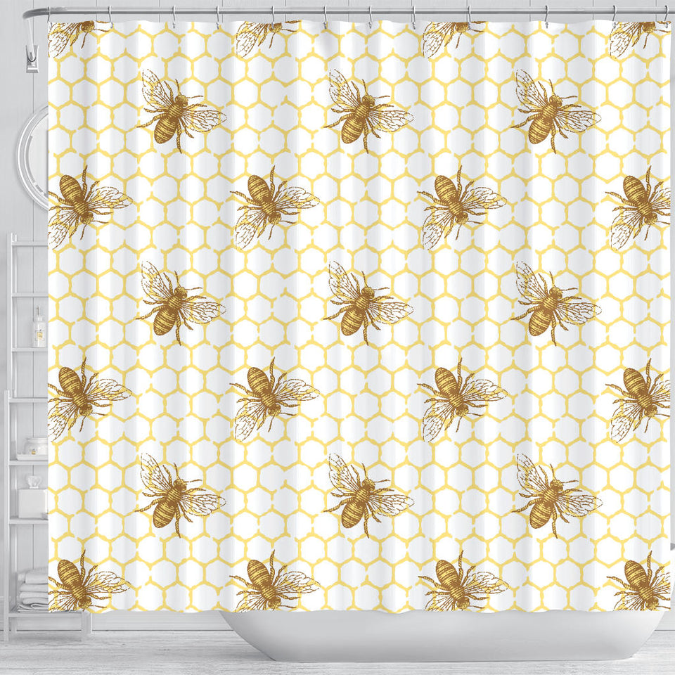 Bee Honeycomb Seamless Design Pattern Shower Curtain Fulfilled In US