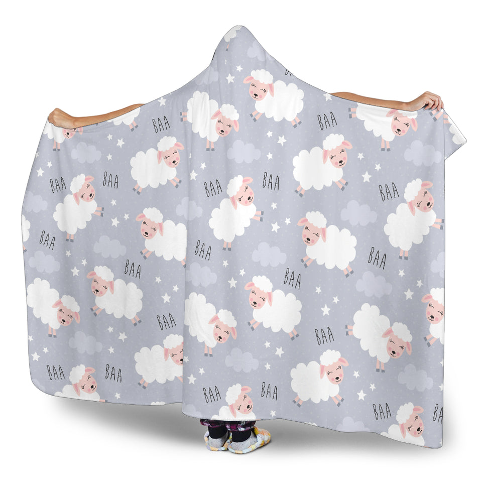 Sweet Dreams Sheep Pattern Hooded Blanket