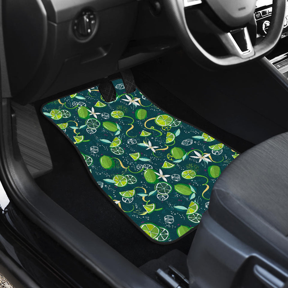 Lime Ice Flower Pattern Front Car Mats