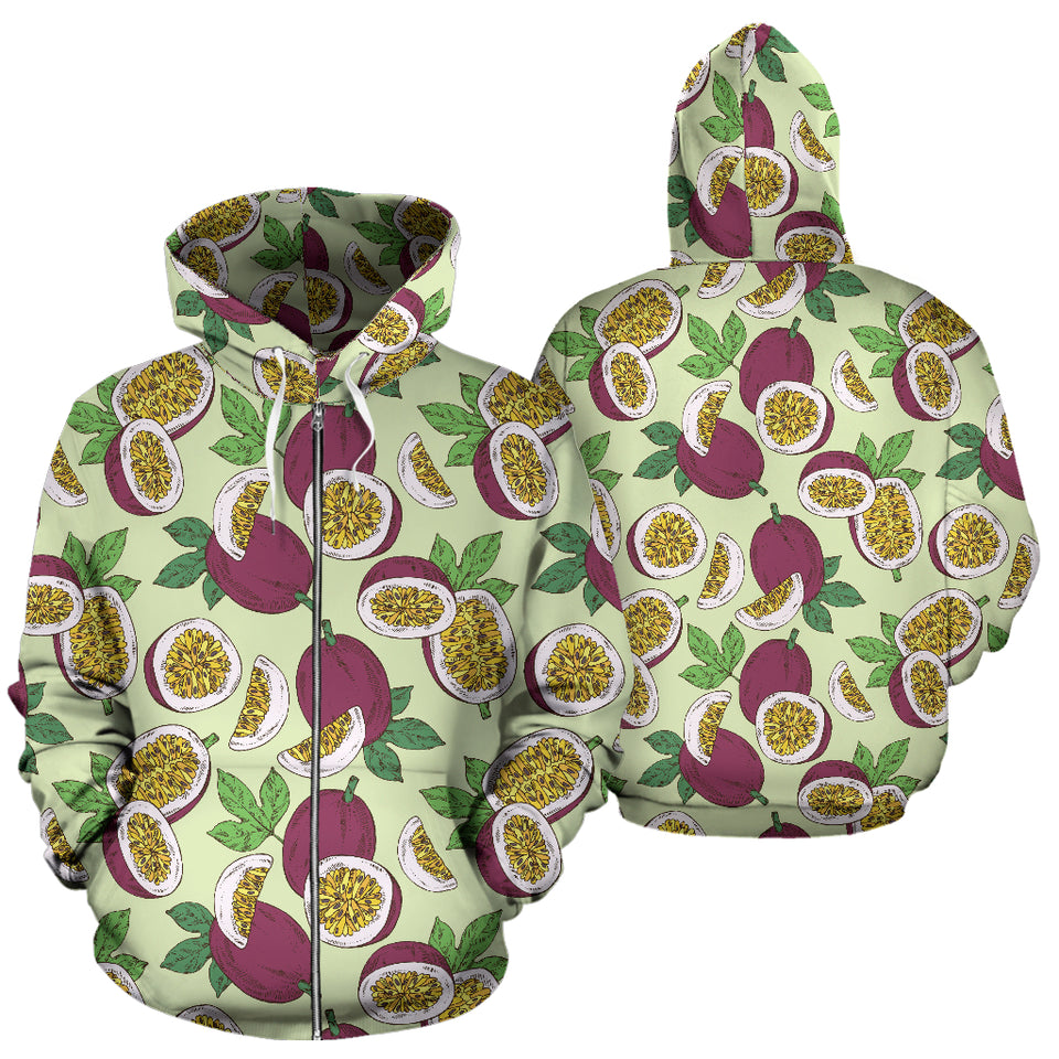 Passion Fruit Pattern Zip Up Hoodie