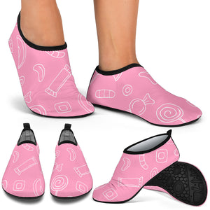 Sweet Candy Pink Background Aqua Shoes