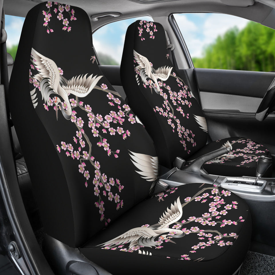 Japanese Crane Pink Sakura Pattern Universal Fit Car Seat Covers