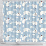 Cute Polar Bears Christmas Decoration Pattern Shower Curtain Fulfilled In US