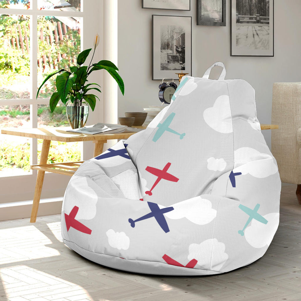 Airplane Cloud Grey Background Bean Bag Cover