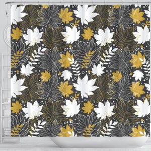 Beautiful Gold Autumn Maple Leaf Pattern Shower Curtain Fulfilled In US
