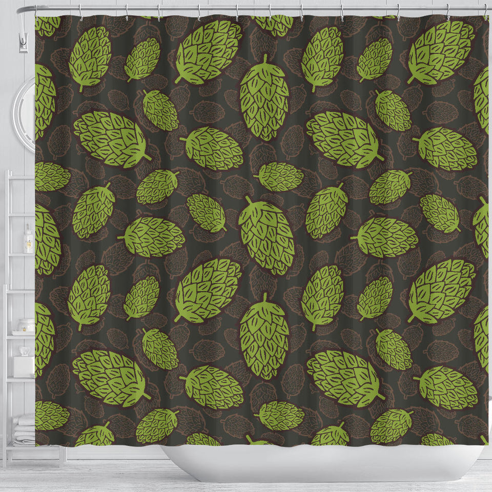 Hop Pattern Black Background Shower Curtain Fulfilled In US