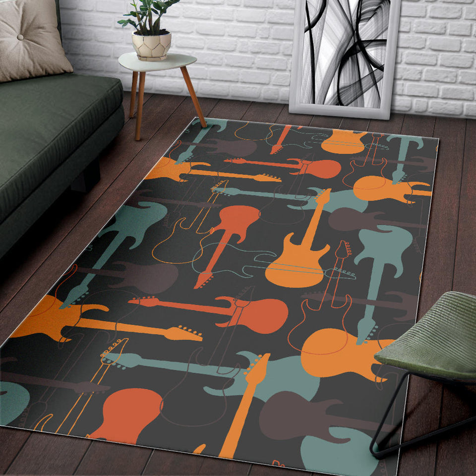 Electric Guitars Pattern Area Rug