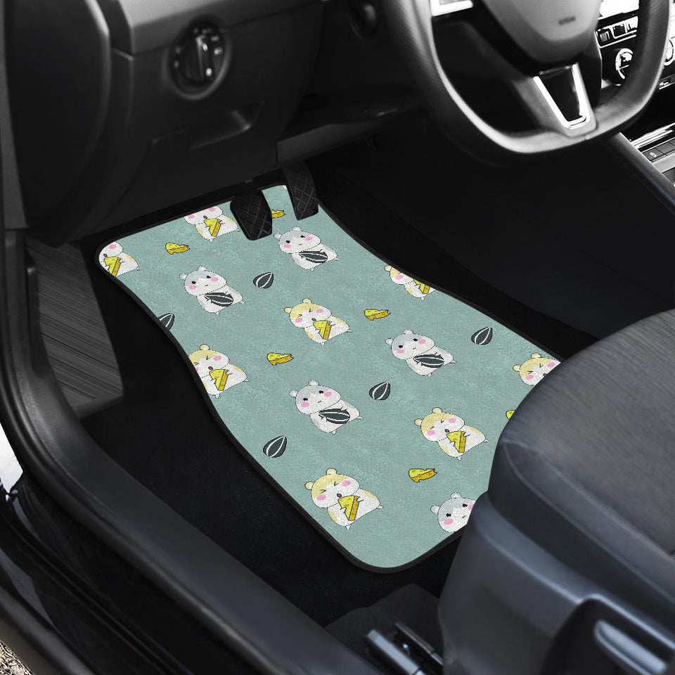 Cute Hamster Cheese Pattern Front And Back Car Mats