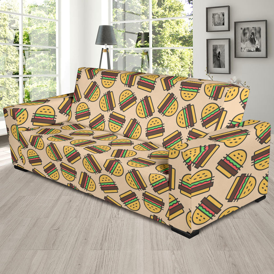 Hamburger Pattern Print Design 01 Sofa Slipcover