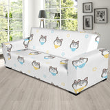 Cute Siberian Husky Pattern Sofa Slipcover