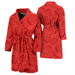 Strawberry Pattern Red Background Men'S Bathrobe