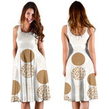 Gold Texture Mushroom Pattern Sleeveless Midi Dress