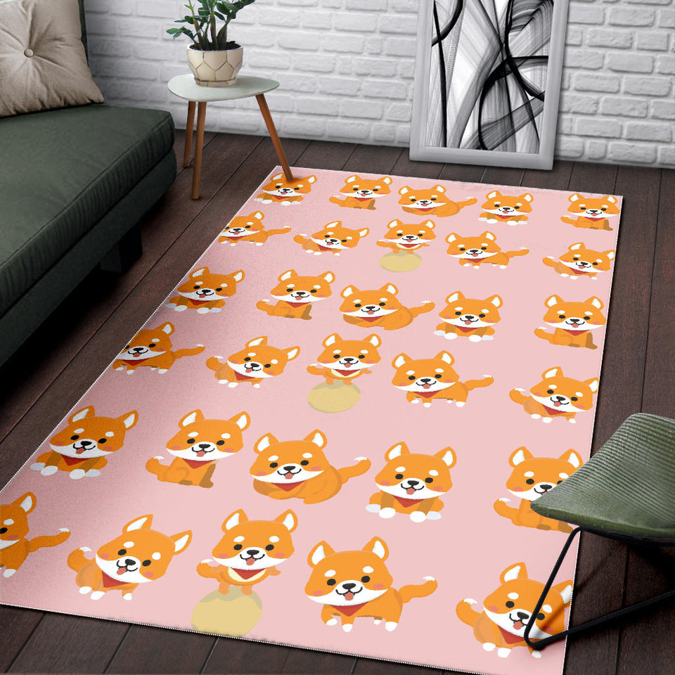 Cute Shiba Inu Dog Pattern  Area Rug