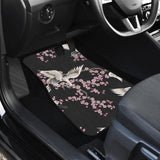 Japanese Crane Pink Sakura Pattern Front And Back Car Mats