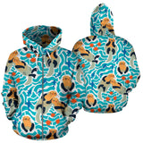 Cute Sea Otters Fishe Sea Urchin Pattern Zip Up Hoodie