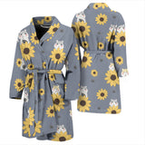 Cute Hamster Sunflower Pattern Background Men'S Bathrobe