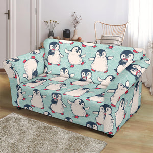 Cute Penguin Pattern Loveseat Couch Slipcover