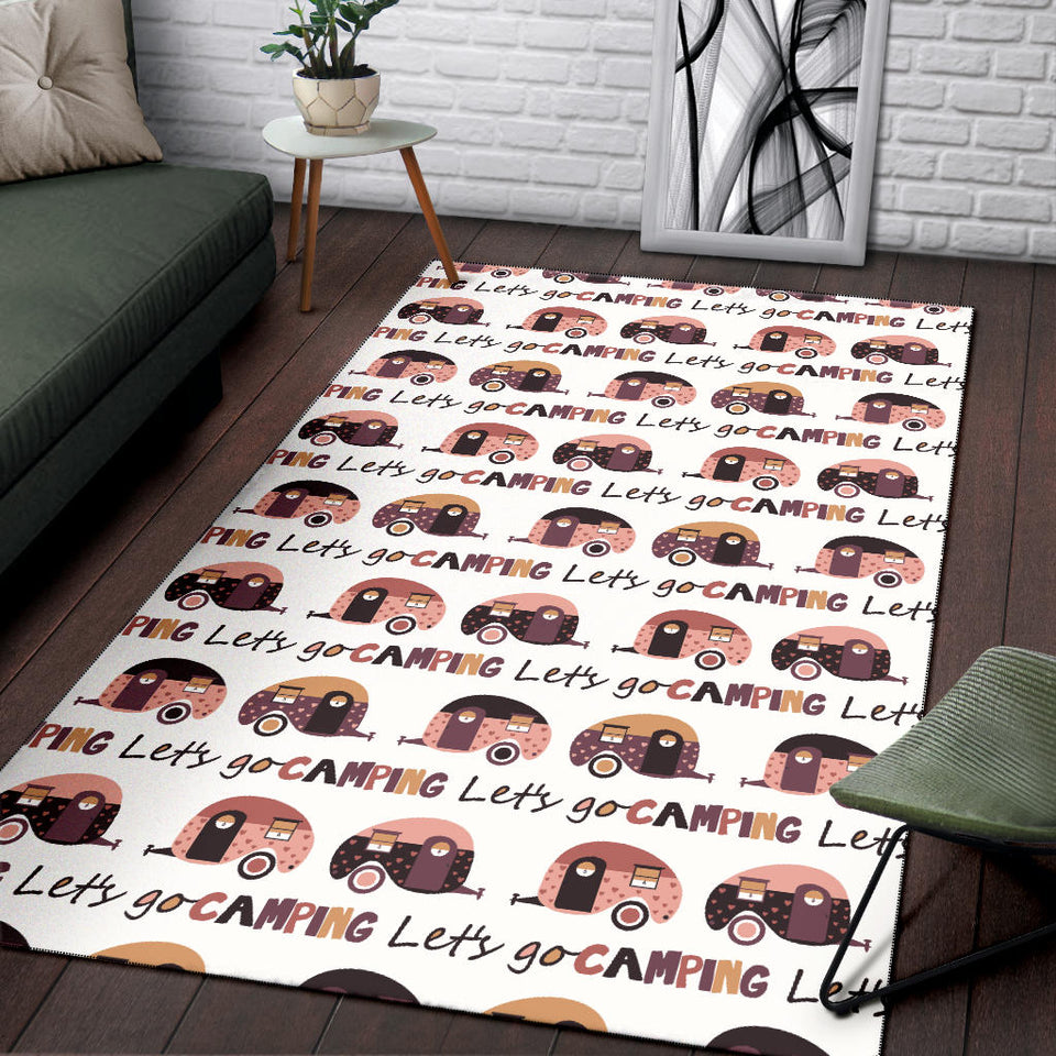 Camper Van Pattern Print Design 01 Area Rug
