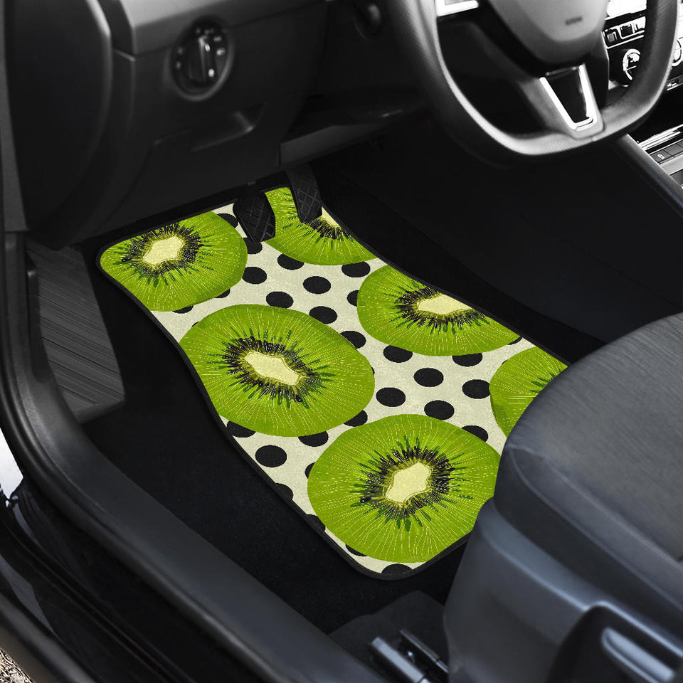 Kiwi Black Dot Background Front Car Mats