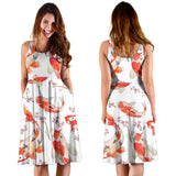 Watercolor Koi Fish Carp Fish Pattern Sleeveless Midi Dress