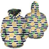 Pineapples Pattern Striped Background Men Women Pullover Hoodie