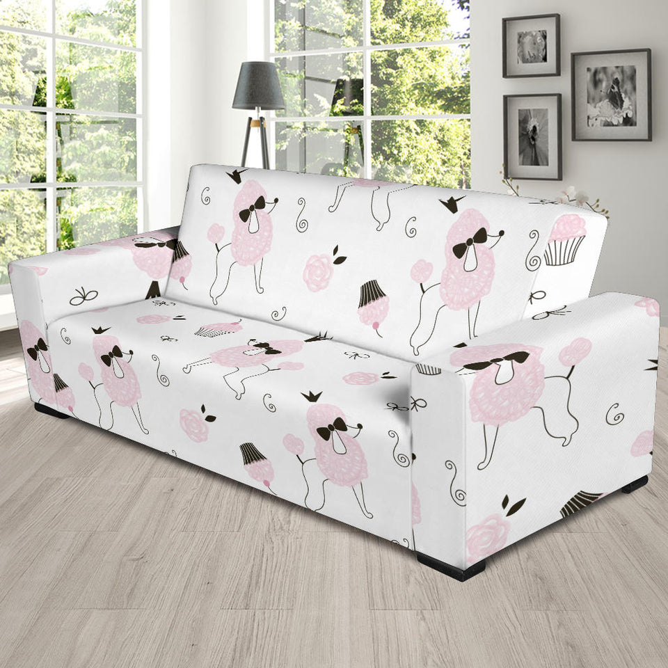 Poodle Dog Rose Cake Pattern Sofa Slipcover