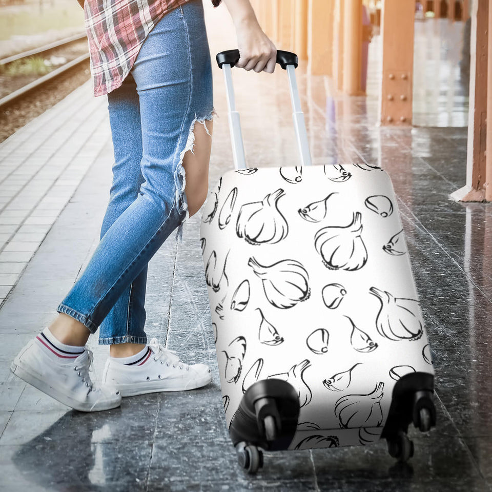 Garlic Pattern Black White Luggage Covers