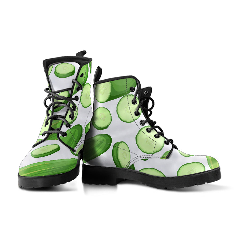 Cucumber Whole Slices Pattern Leather Boots